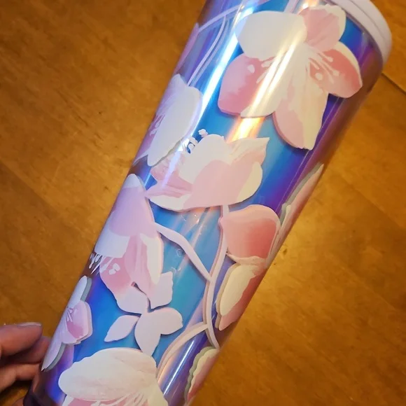 Starbucks Iridescent Floral Tumbler with Pink Straw - Picture 3 of 8